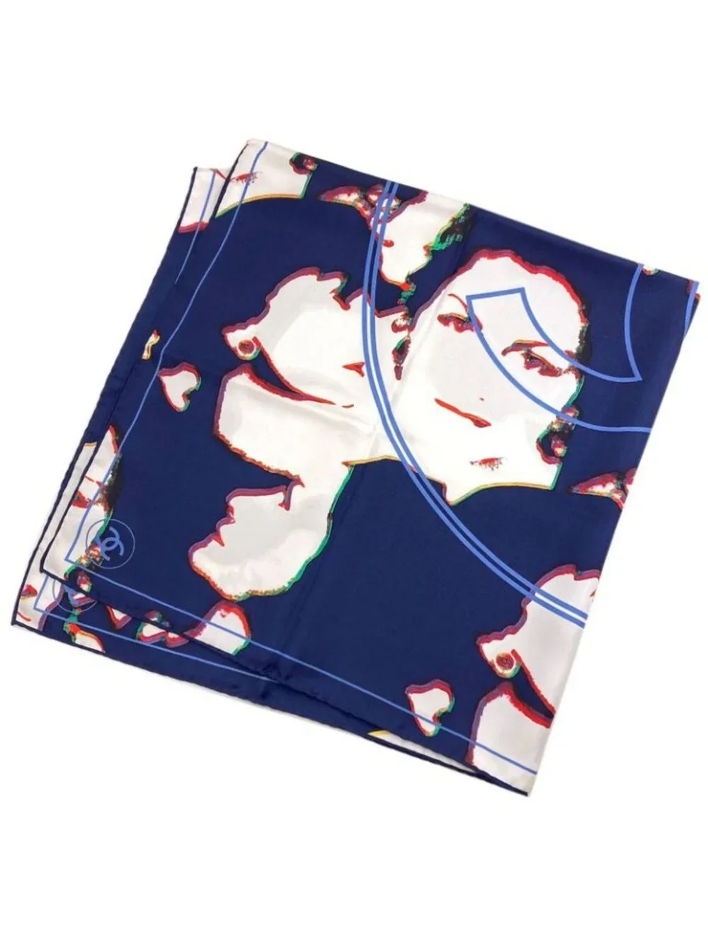 Chanel CC Logo Human Motif Scarf Silk - Picture 2 of 11